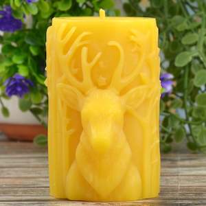 Reindeer Pillar Beeswax Candle