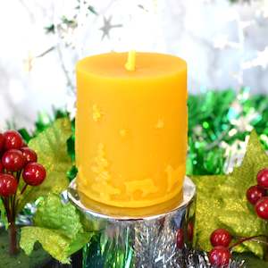 Winter Christmas Pillar Beeswax Candle