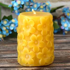 Forget-Me-Not Beeswax Candle