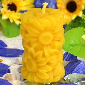 Sunflower Power beeswax candle