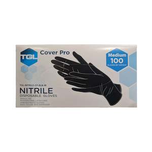 TGL Black Nitrile Gloves - Medium - Box of 100