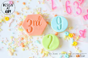 Set of Number Stamps - Font #3 Number Embossing Cookie Stamps (2 sizes)