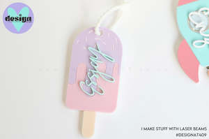 Custom Name Ice Block Layered Bag Tag