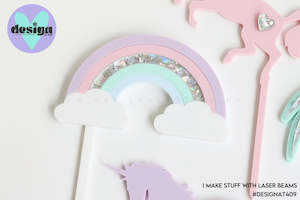 Layered Sweet Pastel/Holographic Rainbow Acrylic Cake Topper