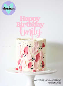 Happy Birthday Custom Name Cake Topper Style #1 (colour options available)