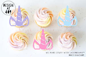 Celebration Cake Dots: Unicorn Horn & Ears Acrylic Cut Out Cupcake Topper (Other Sizes)