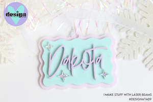 Custom Name Oblong Wave Tree Decoration