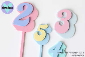 Shadow Number Cake Topper (Stick or No Stick / 2 Sizes)