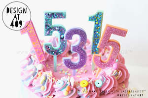 Number Letter Cake Toppers: Party Number Cake Topper (Stick or No Stick - 2 sizes)