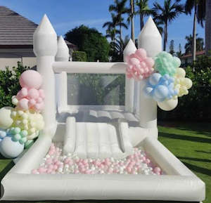 White slide ballpit bounce house