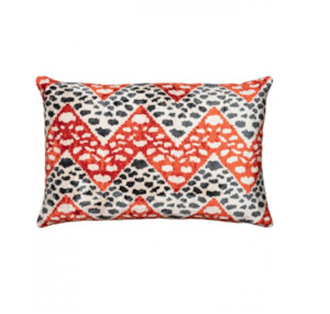 Velvet Ikat Cheetah Zag Red Cushion