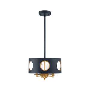 Weston Collection - Chandelier - Matte Black & Antique Gold Frame - W:36cm