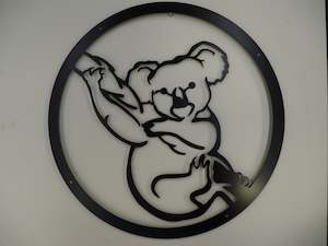 Clearance Indoor Wallart: Powder Coated Koala Circle - Black **Clearance**