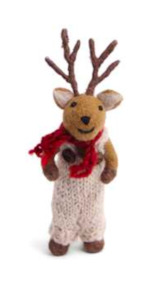 Gift: Boy Reindeer - Felted Wool Hanging Decoration