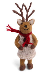 Girl Reindeer - Felted Wool Hanging Decoration