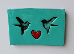 Gift: Teal Birds Ceramic Tile