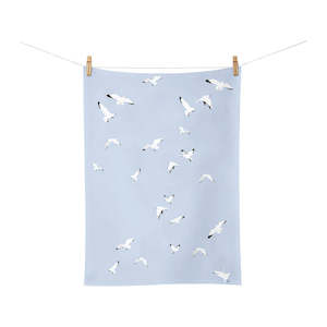 Beach Bird Gulls - Blue Tea Towel