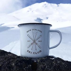 NZ Ski Club Enamel Mug - White