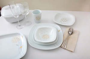 Dinner Set - Square - Golden Lotus (27pcs)