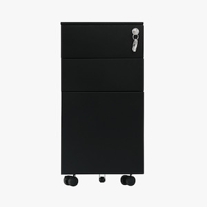 Slimline File Mobile Storage Unit - Matte Black