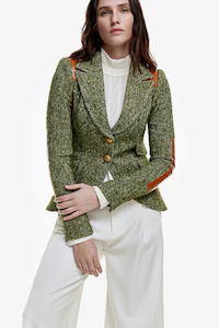 Rifle Patch Equestrian Blazer Moss Herringbone