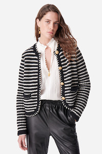 Knitwear: Daya Cardigan Noir/ Ecru