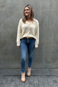 New: Cooper V Neck Cashmere Jumper Cream