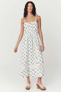 Fable Block Printed Strappy Sundress Wild Poppy