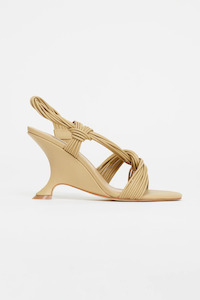 Footwear: Iverly Knot Wedge Biscuit