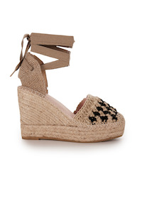 Crochet Espadrille Wedge Natural/Black