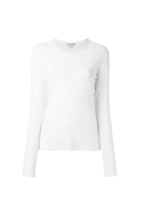 James Perse: Sheer Slub Long Sleeve Crew White