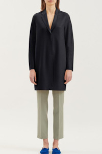 Harris Wharf London: Cocoon Coat Pressed Wool Black