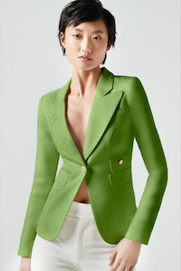 Linen Duchess Blazer Grass Green