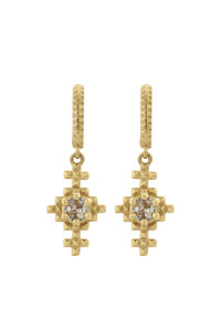 Jewellery: Indie Earrings Gold | Peach Zircon