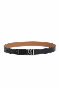 Double-Sided Smooth Leather Belt Black/Tan/Silver