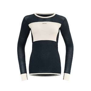 Womens Merino Clothing: WOOL MESH WOMAN SHIRT INK/OFFWHITE