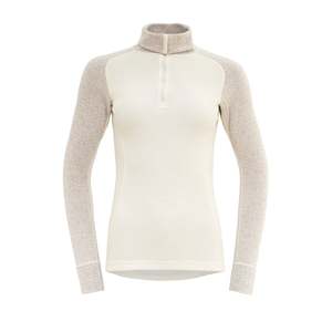 Womens Merino Clothing: DUO ACTIVE 205 ZIP NECK WOMAN RAW WHITE