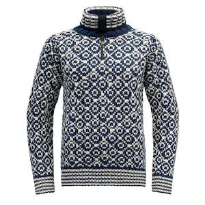 SVALBARD SWEATER ZIP-NECK NIGHT/OFF WHITE