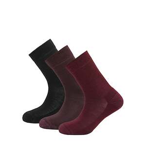 Daily  Merino Medium Sock Wmn 3pk Port/beetroot/black