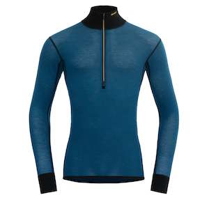 Mens Outdoor Clothing: WOOL MESH MAN ZIP NECK FLOOD/ CAVIAR