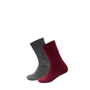 DAILY MERINO MEDIUM KIDS SOCK 2PK BEETROOT