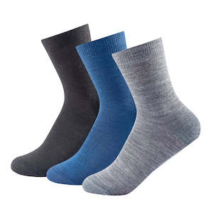 Childrens Outdoor Clothing: DAILY MERINO LIGHT SOCK 3PK KID BLACK/BLUE/GREY