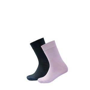 Kids Daily Merino Light Sock 2pk Lilac/black