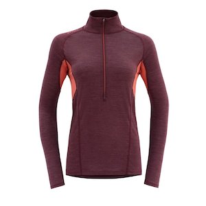 Womens Training Clothing: RUNNING MERINO 130 ZIP NECK WOMAN PORT