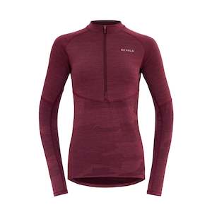 Womens Training Clothing: STANDAL MERINO SHIRT ZIP NECK WOMAN BEETROOT