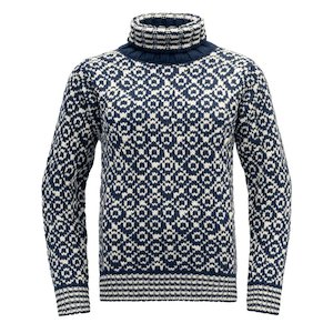 Mens Woolsweater Clothing: SVALBARD SWEATER HIGH NECK "NIGHT/OFFWHITE'