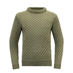 Mens Woolsweater Clothing: SORISEN SWEATER "LICHEN/OFFWHITE"