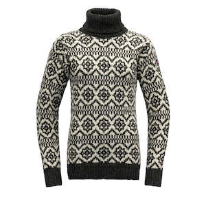 Mens Woolsweater Clothing: HODDEVIK WOOL HIGH NECK ANTHRACITE/OFF WHITE