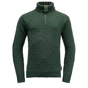 Svalbard Wool Zip Neck Forest/woods