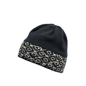 Womens Wool Headwear: BJORNOYA WOOL BEANIE INK/OFF WHITE